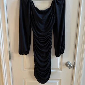 Amazon Black Long Sleeve Ruched Dress